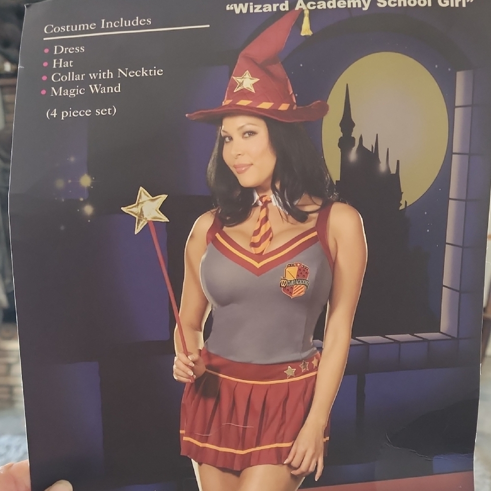 Wizard Academy School Girl Costume - Red and Gray